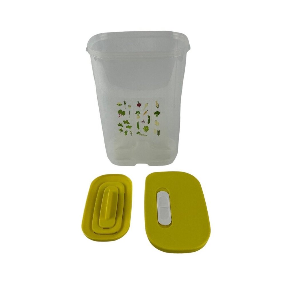 Tupperware Fridgesmart Vertical Container Slider Seal Vent Tab Grid Yellow 3 Qt‎